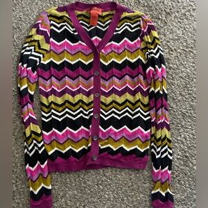 MISSONI Colorful Chevron Patterned cardigan Sweater SzM